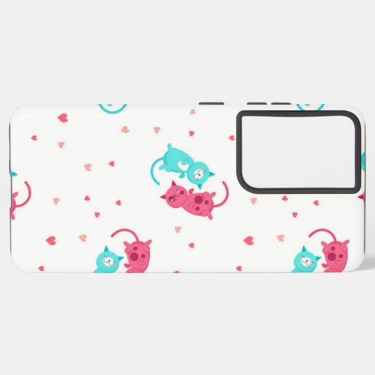 猫パターン SAMSUNG GALAXYケース (左側面)