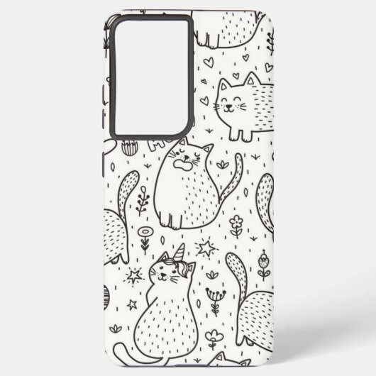 猫パターン SAMSUNG GALAXYケース (裏面)