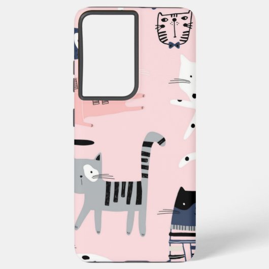 猫パターン SAMSUNG GALAXYケース (裏面)