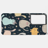 猫パターン SAMSUNG GALAXYケース (左側面)