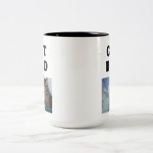 猫パパかわいいシルエット写真 ツートーンマグカップ (中央)