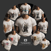 猫パパのためのブルークラウンの筋肉質な腕 Tシャツ