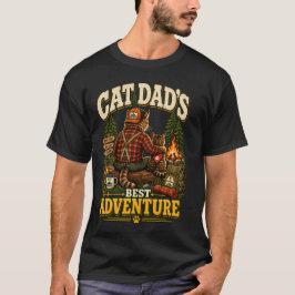 猫パパのキャンプ冒険、屋外ハイキングフェリネ Tシャツ
