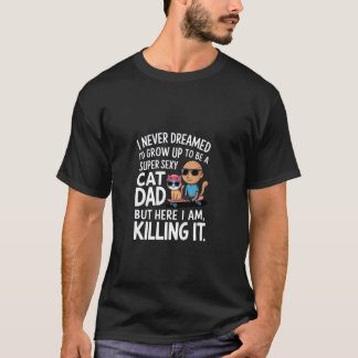 猫パパのユーモアデザイン 父の日 面白い猫好き Tシャツ
