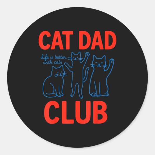 猫パパクラブ ネコと過ごす人生はもっと素敵 父の日 ラウンドシール (正面)
