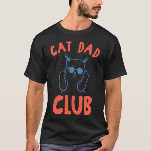 猫パパクラブ 面白い ネコと一緒は最高 レトロ Tシャツ (正面)