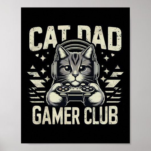 猫パパゲーマークラブ 面白い猫の父親のビデオゲーム ポスター (正面)