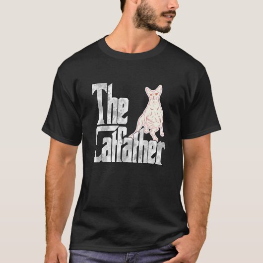 猫パパザキャットファーズレイジースフィンクス猫の父子猫 Tシャツ (正面)