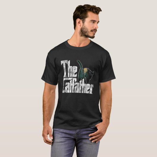猫パパザ猫熱狂する父親子猫パパ Tシャツ (正面フル)