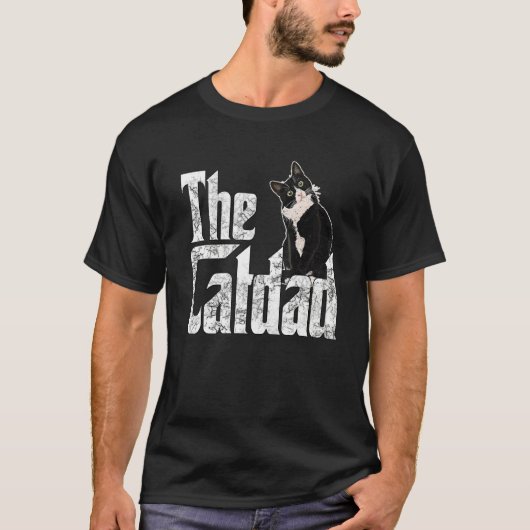 猫パパザ猫熱狂する父親子猫パパ Tシャツ (正面)