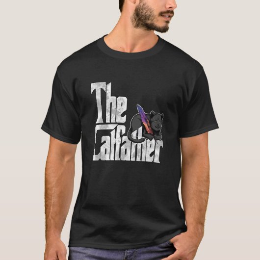 猫パパザ猫熱狂する父親子猫パパ Tシャツ (正面)