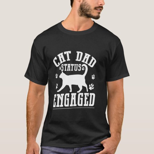 猫パパステータス 婚約中 猫パパ Tシャツ (正面)