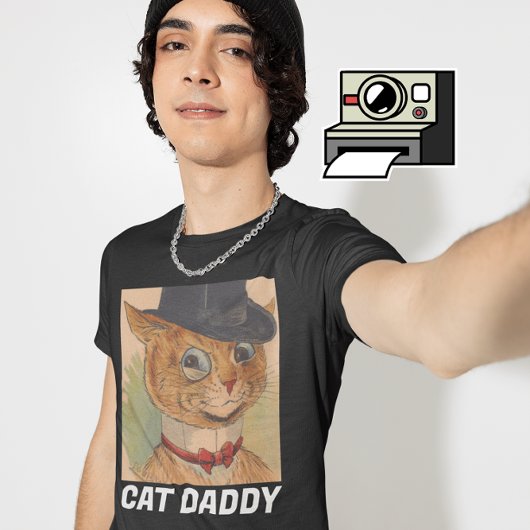 猫パパダディートップハットアートTシャツティー Tシャツ