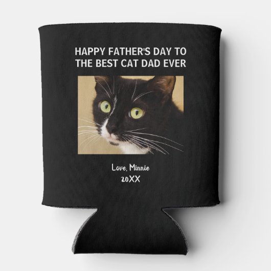 猫パパハッピーファーザー・デイ黒写真 缶クーラー (裏面)