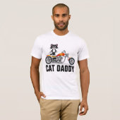 猫パパパパバイクもしくは自転車に乗る人Tシャツオートバイ Tシャツ (正面フル)