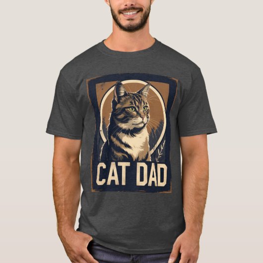 猫パパプライド- Rugged Feline Art Tシャツ (正面)