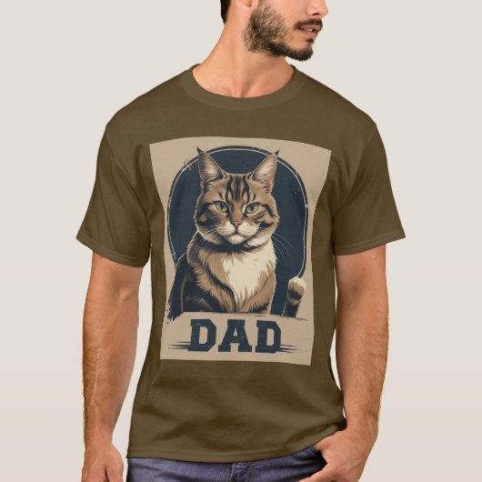 猫パパプライド- Rugged Feline Art Tシャツ (正面)