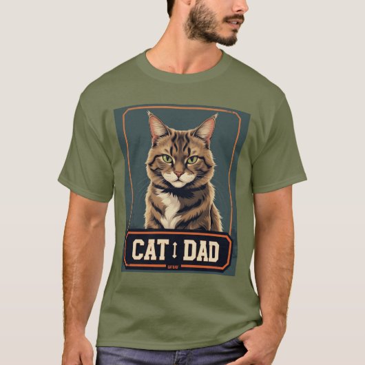 猫パパプライド- Rugged Feline Art Tシャツ (正面)