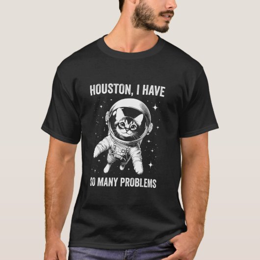 猫パパママ宇宙ヒューストン問題ソマリ Tシャツ (正面)