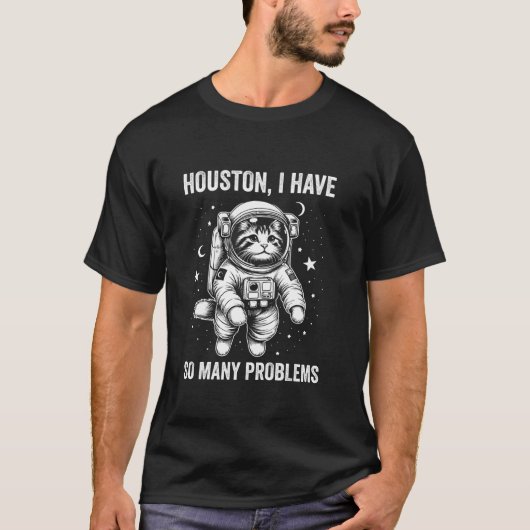 猫パパママ宇宙ヒューストン問題ターキッシュバン Tシャツ (正面)