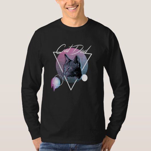 猫パパレトロVAPORWAVEエステティックアートスタイル Tシャツ (正面)