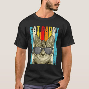 猫パパヴィンテージ猫サングラスをかわいい猫 Tシャツ