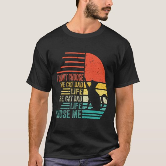 猫パパ人生を選ばなかった レトロ父の日 Tシャツ (正面)