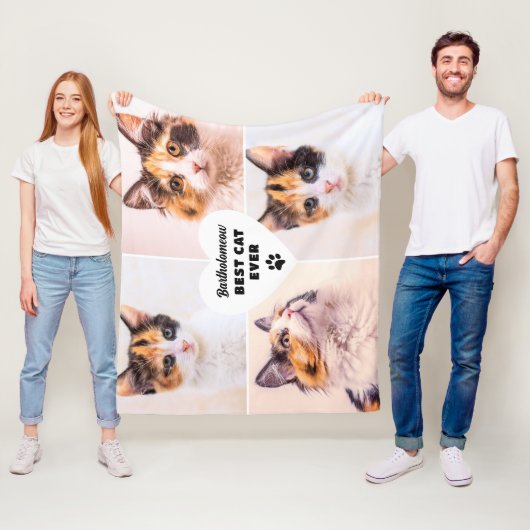 猫パパ名パーソナライズされたペット写真 フリースブランケット (インサイチュ)