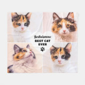 猫パパ名パーソナライズされたペット写真 フリースブランケット (正面(横))