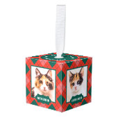 猫パパ名前をカスタムする4写真バッファロープラディホリデー キューブオーナメント (正面アングル)