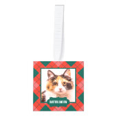 猫パパ名前をカスタムする4写真バッファロープラディホリデー キューブオーナメント (正面)