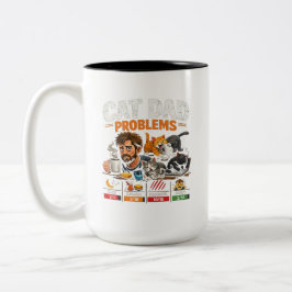 猫パパ問題 コーヒー好き ギフトTシャツ ツートーンマグカップ