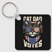 猫パパ投票可愛い選挙米国旗 キーホルダー (正面)