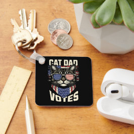 猫パパ投票可愛い選挙米国旗 キーホルダー