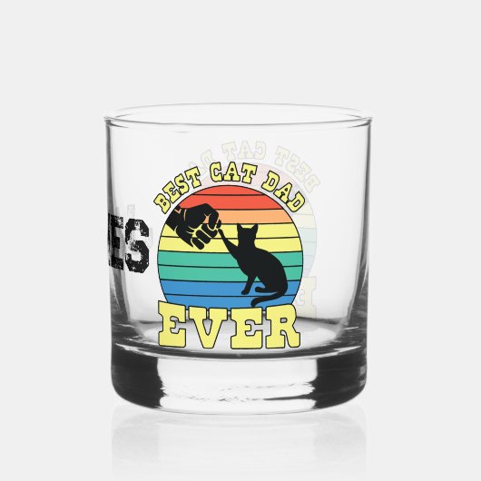 猫パパ父おもしろい名前をカスタムするギフト ウイスキーグラス (裏面)