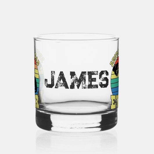 猫パパ父おもしろい名前をカスタムするギフト ウイスキーグラス (左)