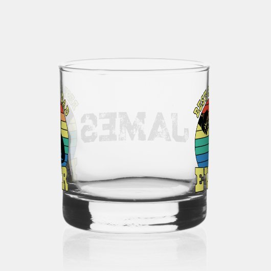 猫パパ父おもしろい名前をカスタムするギフト ウイスキーグラス (右)