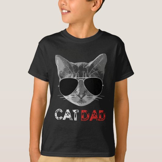 猫パパ父の日の贈り物 – 猫好き Tシャツ (正面)