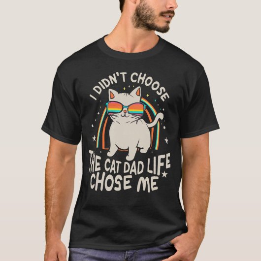 猫パパ生活 猫パパ生活に選ばれた おもしろ猫飼い Tシャツ (正面)