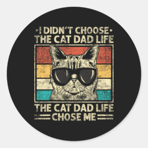 猫パパ男性へシャおもしろいツキャットパパ父の日 ラウンドシール