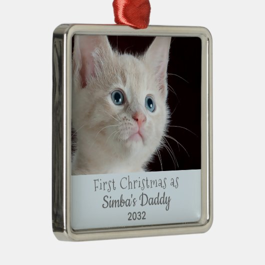 猫パパ第1回クリスマスボーイ猫DIYペルソナリズ写真 メタルオーナメント (右)