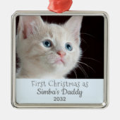 猫パパ第1回クリスマスボーイ猫DIYペルソナリズ写真 メタルオーナメント (正面)