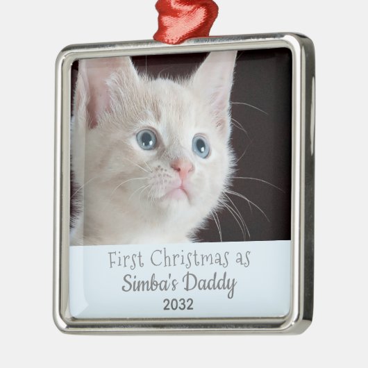 猫パパ第1回クリスマスボーイ猫DIYペルソナリズ写真 メタルオーナメント (左)