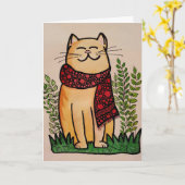 猫パパ誕生日グリーティングカード カード (黄色い花)