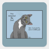 猫パパ養子父の日 スクエアシール (正面)