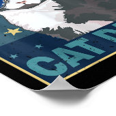 猫パパ アメリカ国旗 7月4日 父の日 面白い ポスター (角)