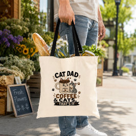 猫パパ コーヒーと猫 それだけ ネタTシャツ トートバッグ