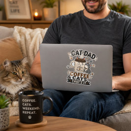 猫パパ コーヒーと猫 それだけ 楽しい猫パパ シール