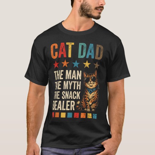 猫パパ 人物 神話 スナック販売員 おもしろ父の日 Tシャツ (正面)