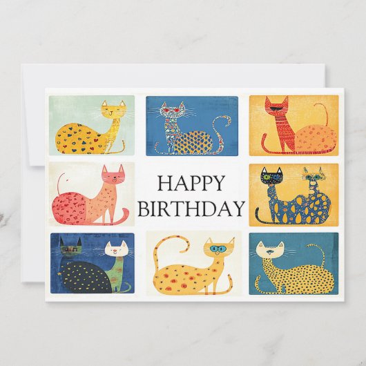 猫パレお洒落ード誕生日カード ノートカード (正面)
